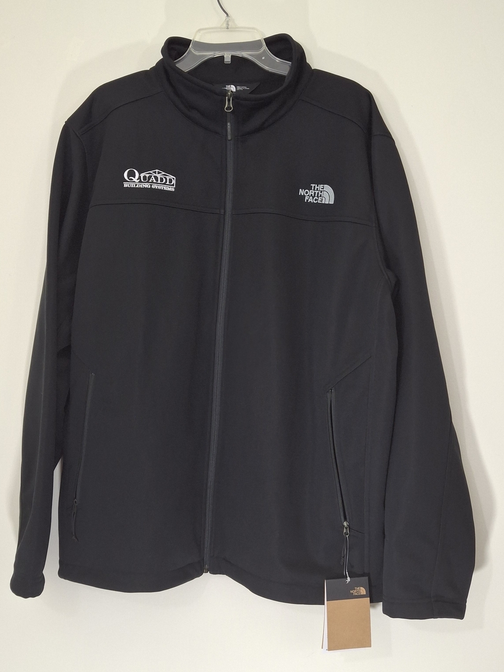 The North Face Black Softshell Jacket with Quadd Logo, Size XXL